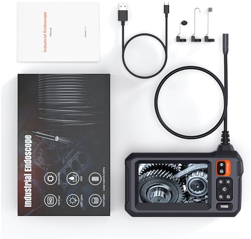 BOROCO Cámara de Inspección Endoscopio, 4.3'' 1080P HD Cámara de Inspección Boroscopio con 8 Luces LED, IP67 Impermeable USB Cámara endoscópica para Android, iPhone (5M, No Necesita WiFi)