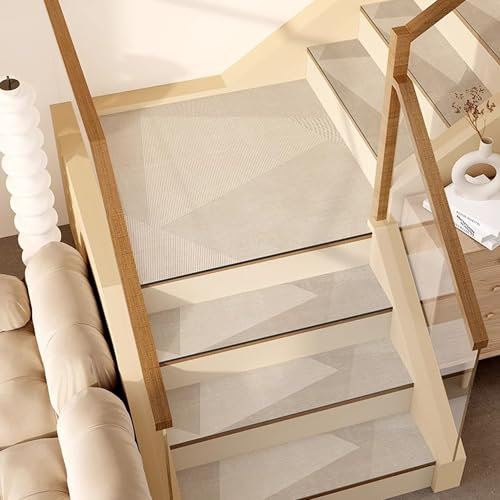 Hruile Tappeto per scale in legno massello, lavabile, con retro in gomma antiscivolo, per bambini, anziani e animali domestici (75 x 26 cm, 7 pezzi, stile 4)