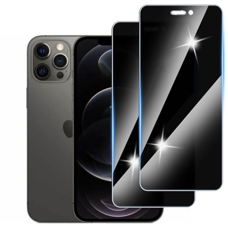 Hirshen [2 Stück] Sichtschutzfolie für iPhone 12 Pro Max Panzer Schutz Glas, Anti-Spähen Privatsphäre Schutzfolie, 9H Härte, Anti-Kratzer, Bläschenfrei,Anti-Spy