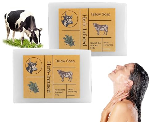 Soleneva Beef Tallow Soap Bar, Naturseife aus Rindertalg, Feuchtigkeitsspendende Skincare Seife für Gesicht & Körper, Ideal für Trockene Haut, Feste Seife für Duschen, Körperpflege und Hautpflege (2)
