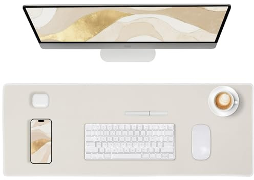 ALOANES Non-Slip Extended Mouse Pad Office&Home Desk Mat Stitched Edge | Oatmeal Waterproof Fabric Mousepad for Keyboard, Computer Game 27.6 x11.8x0.12