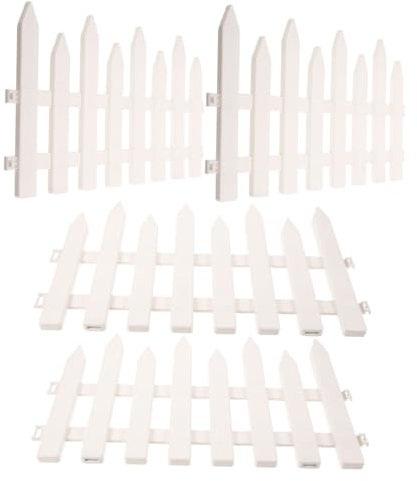 VILLCASE 4pcs Plastic Garden Fence Garden Picket Fence Border Decorative Edging for Lawn Edging Border