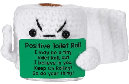 Positive Toilet Roll, Handmade Knitted Emotional Positive Crochet Animals Support Funny Crochet Stuffed Animals Gifts for Women Get Well After Surgery Birthday Gifts for Father Friend Bestie Coworker