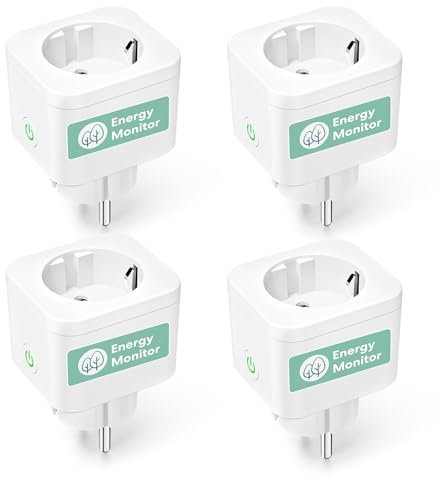 Meross Smart Home Steckdose 4er Pack, WLAN WiFi mit Strommessung (16A), kompatibel mit Alexa, Google Home & SmartThings, Sprachsteuerung, Fernzugriff und Timerfunktion
