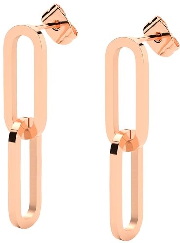 THIORA Glieder-Ohrringe Damen Edelstahl | Wasserfester 316L Edelstahl | hängende Chain-Ohrstecker | hautfreundlich | Gold Roségold Silber