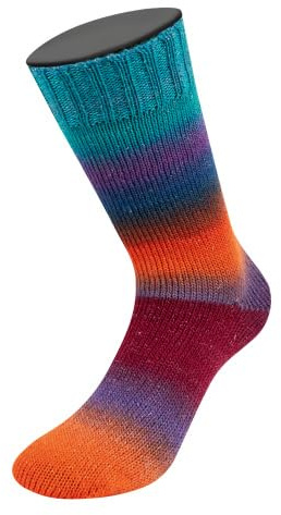 Lana Grossa Meilenweit 100 Color Mix Sparks 7616 Lachsrot/Dunkelblau/Royal/Türkis/Rotviolett/Fuchsia