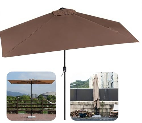 BGBZHMMEE Demi-Parasol Rectangulaire Parasol De Jardin Réglable en Hauteur, 2,5 M Parasol De Balcon Anti-UV, pour Jardin, Pelouse Et Arrière-Cour ﻿(Coffee)