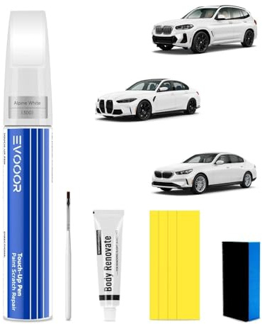 (300) Alpine White Kit di ritocco vernice auto 2-in-1 con rimuovi graffi per BMW, Riparazione graffi per auto, Soluzione rapida e facile per la riparazione