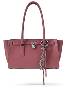 Michael Kors Hamilton Small Shoulder Tote, Silver-Tone Hardware/Urbino Leather/Rosewood