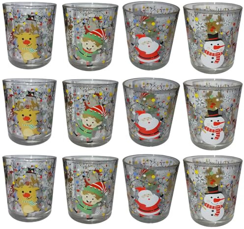 12 bicchieri decori natale gnomo elfo babbo natale renna rosso merry christmas decorazione tavola natalizia addobbi di casa cl25 idea regalo