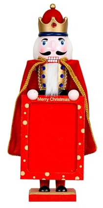 Celuicion Figuras Rey Grandes de Madera de Cascanueces de Navidad, 38cm, con Marco, Decoración Clásica de Navidad