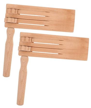 Toyvian 2 Pièces Crécelle Bois Tournante Traditionnelle Instrument à Bruit Bois Naturel à Double Rangée pour Fêtes et Événements