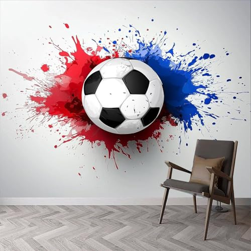 3D Fotomurales Fútbol Americano 300x210 cm Decorativos Papel Pintado Panorámico Mural Futbol Rojo Azul Tejido No Tejido Decoración de Pared Murales Moderna de Diseno q.9844