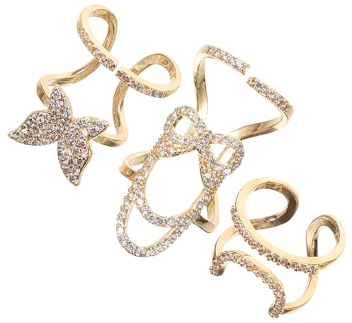 SILENRADAWN 3 piezas Anillos de Uñas para Mujer Zirconia Anillos de Punta de Dedo Desmontables Joyería de Manicura para Realzar Uñas Acrílicas y Añadir Personalizado