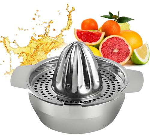 Stainless Steel Lemon Squeezer - Heavy Duty Manual Citrus Juicer Press for Lemon, Lime, Orange, Pomegranate - Efficient Handheld Fruit Juicer with Ergonomic Handle, Easy Clean, Dishwasher Safe