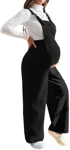 DOTBUY-SHOP Salopette Premaman Donna Elegante Velluto Coste Moda Tuta Premaman Donna Pantaloni Larghi Lunghi Comoda Jumpsuit Playsuit Overall Gamba Larga Casual per maternità