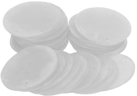 EXCEART Discos de Concha Capiz Artesanal 3 Cm Doble Orificio, 100 Unidades, Conchas Marinas Redondas y Planas para Campanas de Viento, Fabricación de Joyas y Cortinas DIY