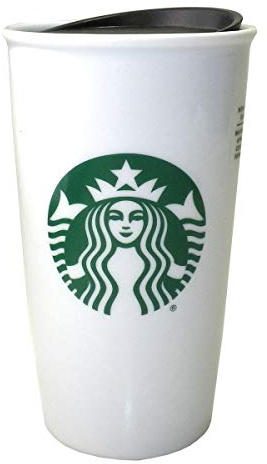 Starbucks - Vaso de café de cerámica para viaje, doble pared, color blanco y verde, 12 onzas