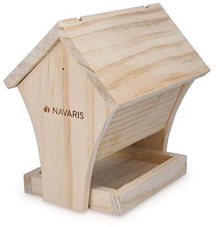 Navaris Vogelhaus Bausatz aus Holz - Vogelhäuschen zum selber Bauen für Kinder und Erwachsene - Bastelset für Vogelfutterhaus zum Aufhängen Natur