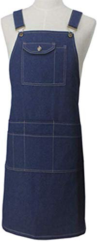 DHRH Delantal de Herramientas,Delantal de Trabajo de Mezclilla de Bolsillo múltiple Delantal de Chef Impermeable Unisex para Garden Kitchen Studio Pottery,Azul,S
