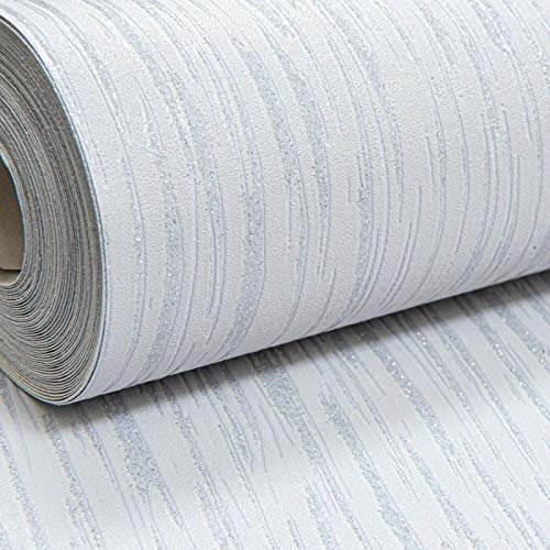 Embossed Plain Light Grey Silver Glitter Blown Vinyl Textured Wallpaper