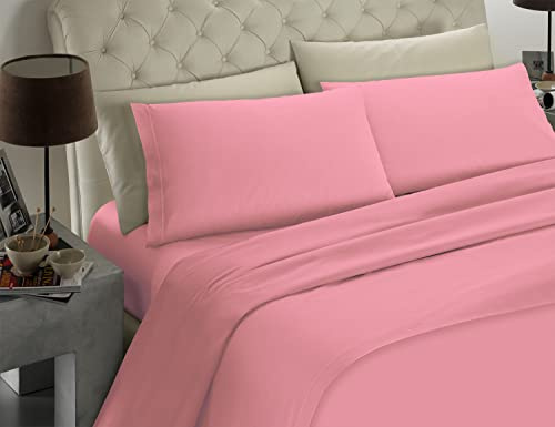 Banzaii Completo Lenzuolo Una piazza e mezza, Rosa 100% Microfibra Made in Italy, Lenzuolo Sopra 180 x 290 cm, Lenzuolo Sotto 110/120 x 190/200 x 25 cm, 1 Federa 52 x 82 cm