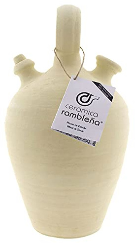 CERÁMICA RAMBLEÑA | Cruche Traditionnelle en Terre Cuite avec Anse Ronde Base Fine de La Rambla (Córdoba) | 100% fait main | 3.75 litres | Écho | Plaque NON incluse