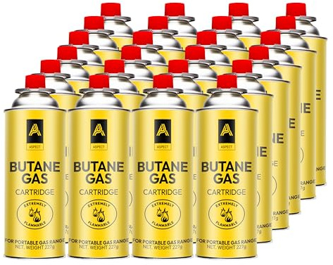Aspect Camping Gas, Canisters for Camping Stove, Butane Gas Perfect Suitable for Portable Stove, BBQ, Gas Heaters, Blow Torches Safe and Secure Bottle (Pack of 24)