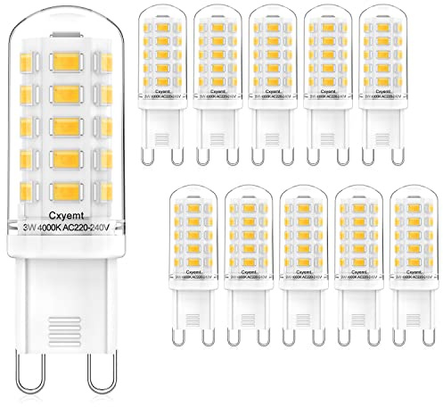 Cxyemt G9 LED Lampe 3W Ersetzt 28W 33W 40W Halogenlampen, Neutralweiß 4000K G9 LED Leuchtmittel Glühbirne, AC 220-240V, Nicht Dimmbar, Kein Flickern Energiesparlampe, 10er Pack