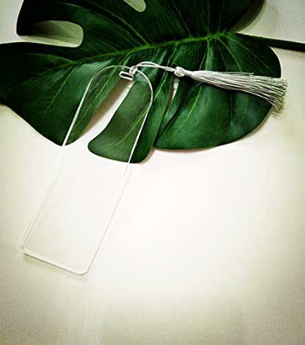 MEYA Acryl-Lesezeichen, 10 Sets, Transparent, 50,8 x 15,2 cm, 3 mm, mit Mini-Quasten, Blanko, DIY-Projekte, Geschenke