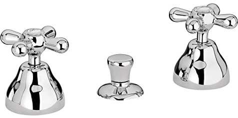 Paini Liberty Rubinetto Bidet 3 Fori Cromato - Scarico Automatico 11/4 + Piletta e Flessibili