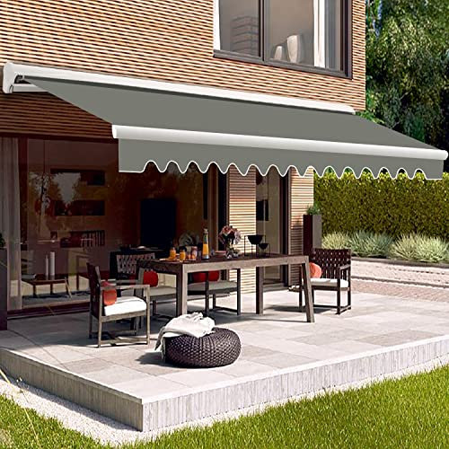 Blümme 2.5x2M Half Cassette Manual Patio Awning Retractable Garden Canopy Shade Sail Grey