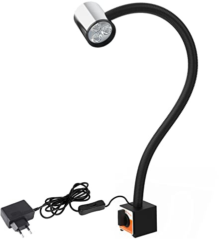 Magnetisches Licht Flexibles Schwanenhals Led Wasserdicht Arbeitslicht mit verstellbarer Basis fùr Drehmaschine Cnc-Fräsbohrmaschine Nähmaschine Industrielle Beleuchtung(9W)