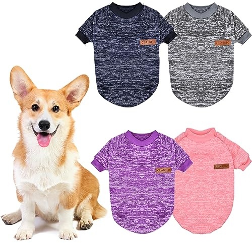 Wisebom Manteau en Tricot Classique pour Chien 4PCS Manteau Chaud Classique pour Chiens Pull-Overs pour Chiens Petite Moyenne Taille, Chaud et Léger, Texture Douce, élastique Facile à Porter (XL)