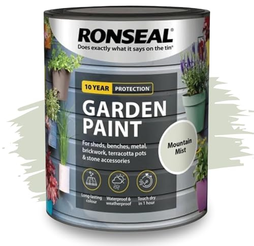 SAVING HUB Fence Paint Garden Shed Paint 750ml - Exterior Wood Paints Tin Waterproof, Weatherproof Paints - For Benches, Metal, Brickwork, Terracotta Pots, Stones Tin (Mountain Mist)