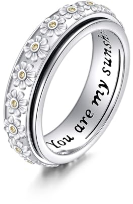 925 Sterling Silber Gänseblümchen Anxiety Spinner Ringe Fidget Ring Anti Stress Ring Band Ring Geschenke für Damen