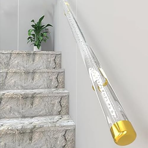 NUNETH Clear Bathroom Stairs Hand Rails 5ft 10ft 15ft 20ft, Indoor Outdoor Acrylic Handrails for Staircase/Basement/Front Door Steps, Includes Connectors(40cm/1.3ft)