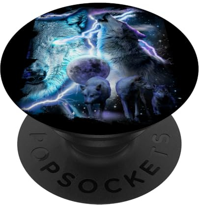 Blitzwolf, kosmische Lichtwölfe, die den Mond anheulen PopSockets Klebender PopGrip