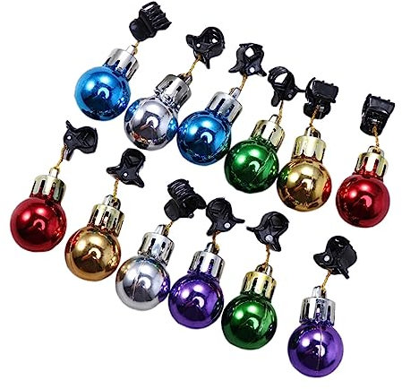 DECHOUS 48pcs Clip Bart Glanz Weihnachtskugeln Festliche Bart Dekorationen für Hochzeit Geburtstag Weihnachten Karneval Ostern Silvester