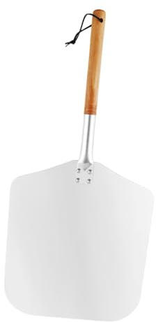 PETSOLA Paleta para Pizza de Aluminio Accesorio de Horno para Mover Pan Pasteles Y Mango de Madera Desmontable Fácil de Limpiar Adecuada para Cocina Pa