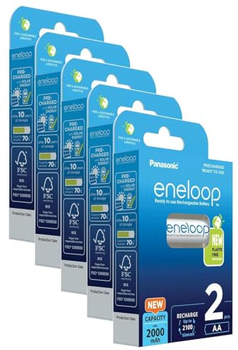 Eneloop Pack of 5 x 2 Rechargeable Batteries Cute AA 2000 mAh Ni-MH