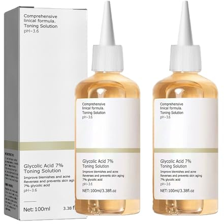 Glykolsäure 7% Toning Solution,2pcs Glykolsäure Toner,Hydrating Toning Resurfacing Solution for Moisturize & Strengthen Skin,Clean pores/Unclog pores,Reverses&Prevents Skin Aging 2pcs