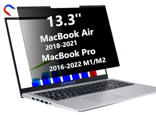 JiSiTeCai Filtre de confidentialité magnétique anti-reflet pour MacBook Pro 13 (2016-2023, M1, M2) et MacBook Air 13 (2018-2023, M1) - Filtre de confidentialité amovible pour ordinateur portable