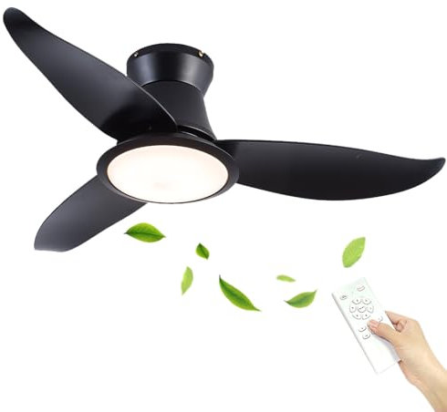 Ventilador Techo Con Luz Y Mando A Distancia,Inteligente Lampara Ventilador Techo,48W,Regulable,Silencioso Motor DC Reversible De 6 Velocidades Con Temporizador,Para Dormitorio,Cocina-B||36in/90cm