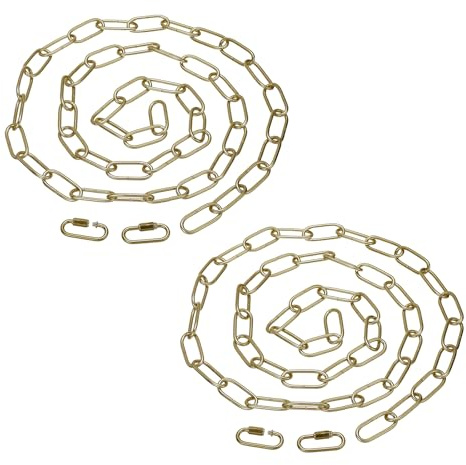 PATIKIL 6ft Lighting Hanging Chain, 2pcs Metal Looping Chain with Quick Link Screw Lock Connectors for Plant Pot Chandelier Pendant Light Fixture, Brass