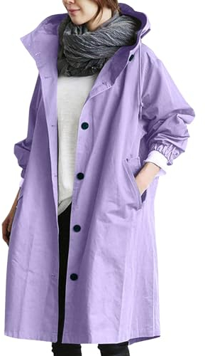 Cappotto Ampio e Comodo con Cappuccio Capispalla da Donna Elegante Giacca a Vento Cappotto Invernale da Donna Selvaggio Primavera Spolverino Impermeabile