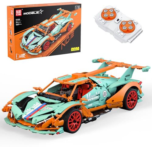 Mould King 13155 Technik Ferngesteuert Rennwagen Bausteine IE Drift Auto Sportwagen Klemmbausteine Rennauto Bauspielzeug Kompatibel mit Andere Marken(1669 Teile)
