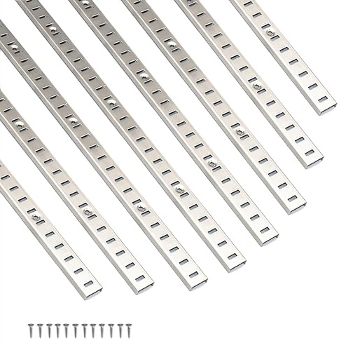 Adjustable Shelf Bracket 40 Inch 8 Pack Silver Shelf Pilaster Strips Shelf Rail Shelf Track Adjustable Wall Shelves Shelf Standards and Supports for Cabinet Closet Organization