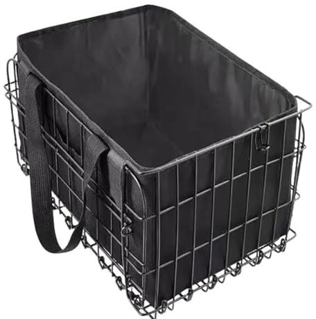 Cachpib Cesta trasera para bicicleta, cesta trasera para bicicleta con bolsa extraíble y hoja reflectante, cesta trasera de metal plegable para bicicleta al aire libre, compras