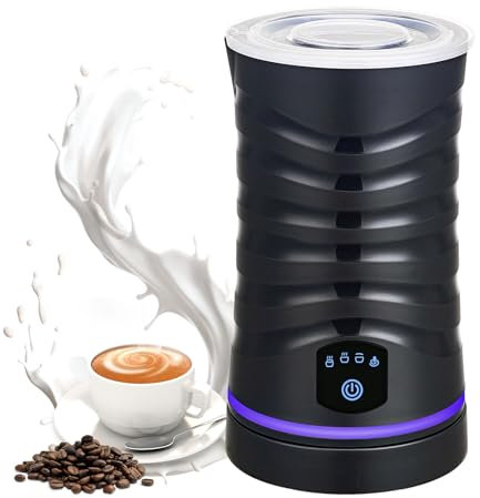 Electric Milk Frother, 4 in 1 Milk Steamer With Magnetic Technology, Hot & Cold Foam, Milk Warmer, Hot Chocolate Maker, Quiet Operation, 140-430ml Capacity (Black)
